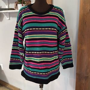 Vintage Cabin Creek 3D sweater womens size medium oversized colorful 80s 90s y2k
